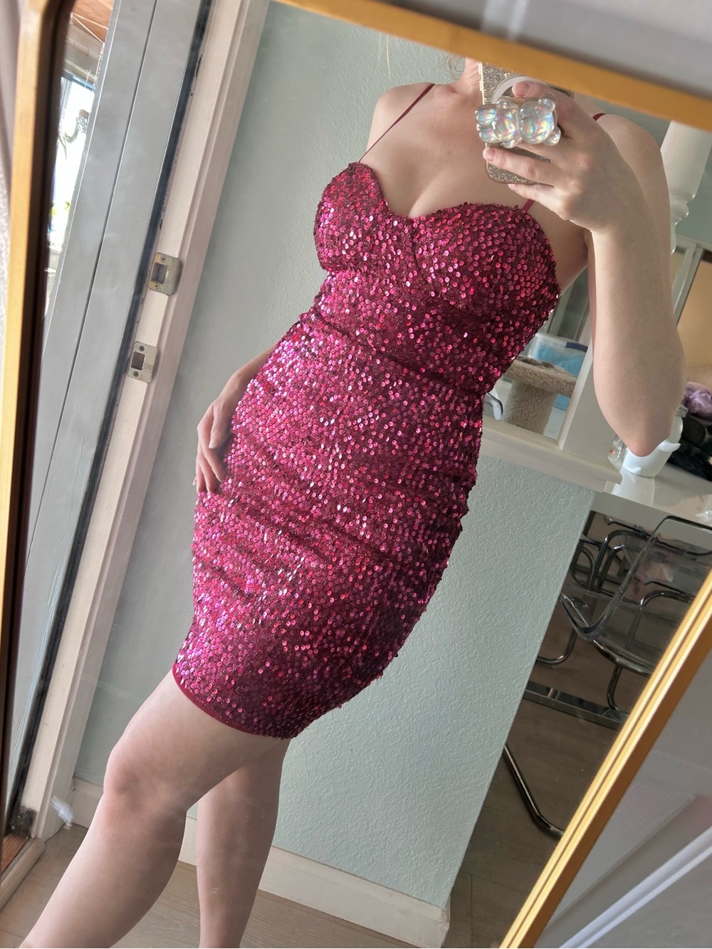 Charlotte Russe Sequin Mini Dress in Pink Size XS Like New